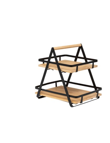 MENSOLA 190114 ORDERA 2 LIVELLI NERO BAMBOO/METALLO