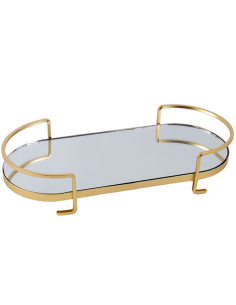 VASSOIO 140294 METALLO DORATO CON SPECCHIO 36X16X7CM