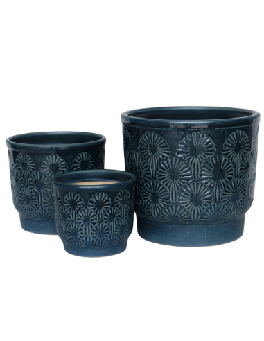 CACHEPOT 140533 2 MIS CERAMICA BLU 12X11CM