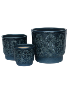 CACHEPOT 140533 3 MIS CERAMICA BLU 22X21CM