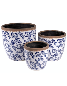 CACHEPOT 140682 3 MIS CERAMICA BIANCO/BLU 42X42CM