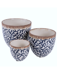 CACHEPOT 140686 3 MIS CERAMICA BIANCO/BLU 17X16CM