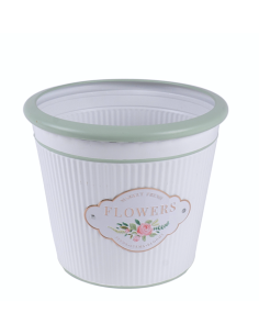 CACHEPOT 140957 METALLO 25X21CM BIANCO/VERDE