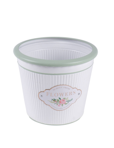 CACHEPOT 140958 METALLO 20X16CM BIANCO/VERDE