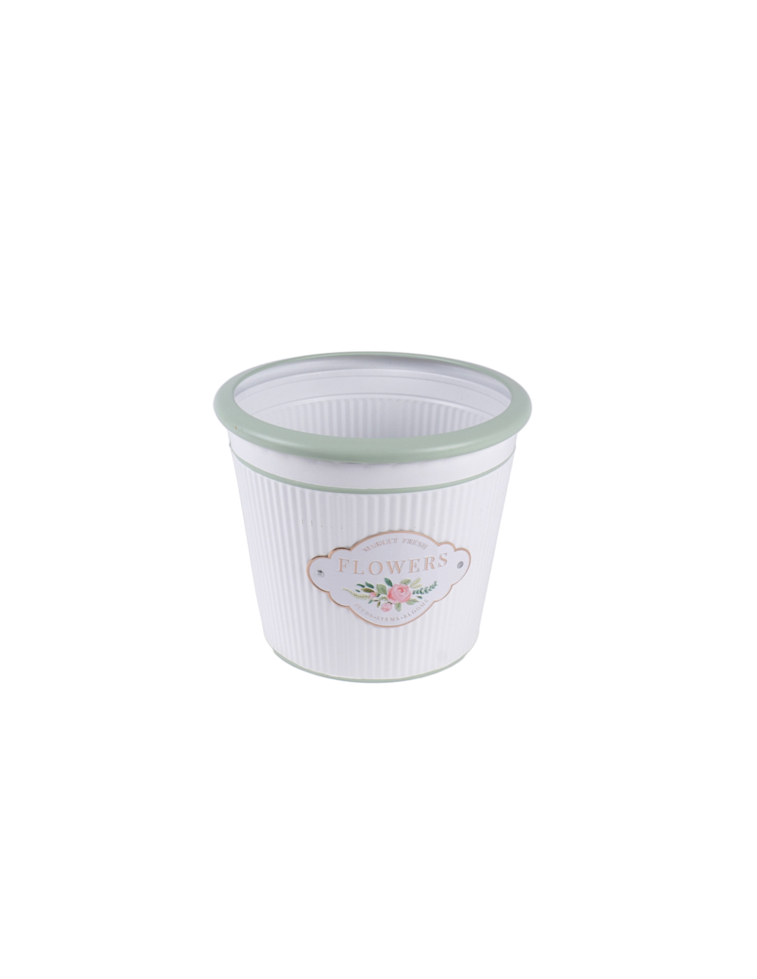 CACHEPOT 140958 METALLO 20X16CM BIANCO/VERDE