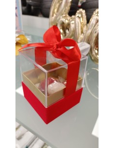Scatolina in Plexiglass per Bomboniere con Fiocco Rosso - Shopincasa