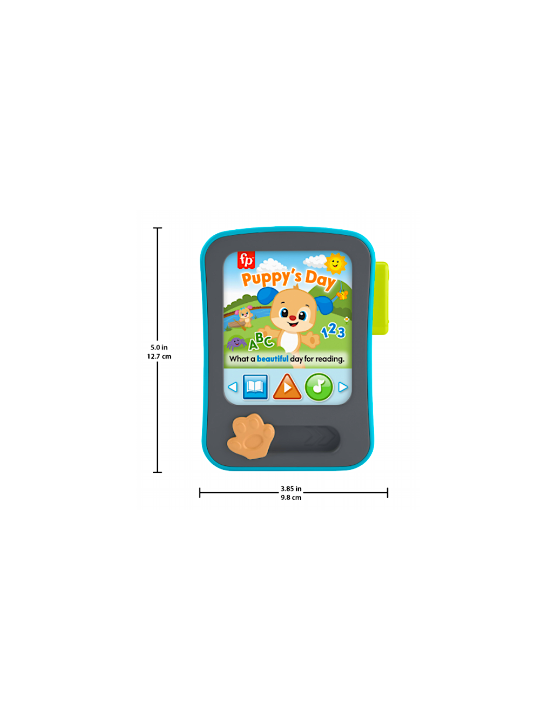 Fisher-Price Tablet delle Storie Cagnolino Ridi e Impara, giocattolo educativo multilingue per bambini dai 6 mesi.