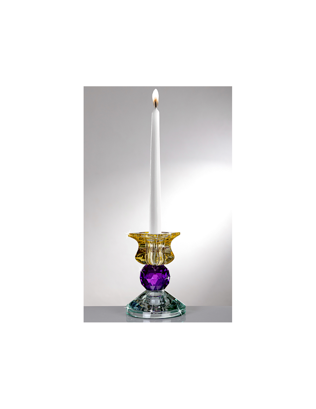 Portacandela in Cristallo Ambra e Violetto 10x10x13 cm – Ranoldi | Shopincasa.it