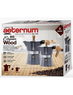 Set Caffettiera Aeternum Bialetti Elegance Wood 1 + 3 Tazze | shopincasa.it