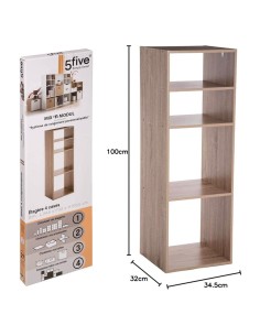 MENSOLE E SCAFFALI: vendita online 5five Mix n Modul, scaffale a colonna 4 scomparti, effetto rovere naturale, libreria compa...