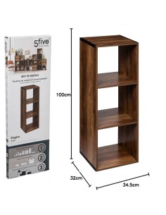 MENSOLE E SCAFFALI: vendita online 5five Mix n Modul Indus, scaffale 3 ripiani, effetto legno scuro, mobile industriale, port...