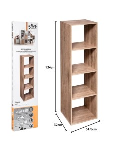MENSOLE E SCAFFALI: vendita online 5five Mix n Modul, scaffale a colonna, 4 scomparti, effetto rovere naturale, mobile conten...