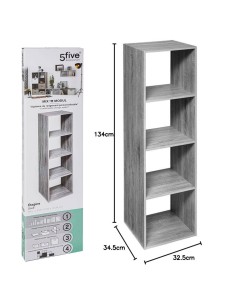 MENSOLE E SCAFFALI: vendita online 5five Mix n Modul, scaffale 4 ripiani, effetto rovere grigio, libreria moderna, mobile con...