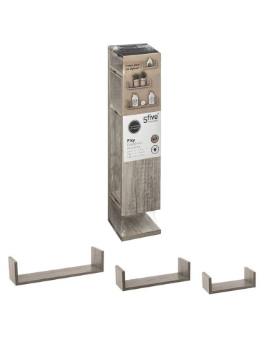 MENSOLE E SCAFFALI: vendita online 5five Fixy, set 3 mensole da parete, ripiani effetto rovere grigio, mensole sospese, scaff...
