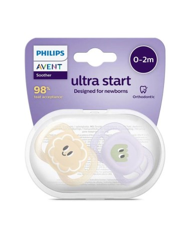 Philips Avent Ultra Start Succhietto 0-2 mesi Viola/Beige - 2 Pezzi