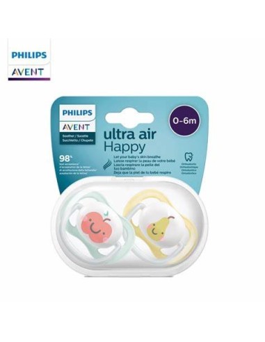 Succhietto Happy Ultra Air 0-6m Philips Avent Neutro/Frutta 2 Pezzi - Comfort e Sicurezza