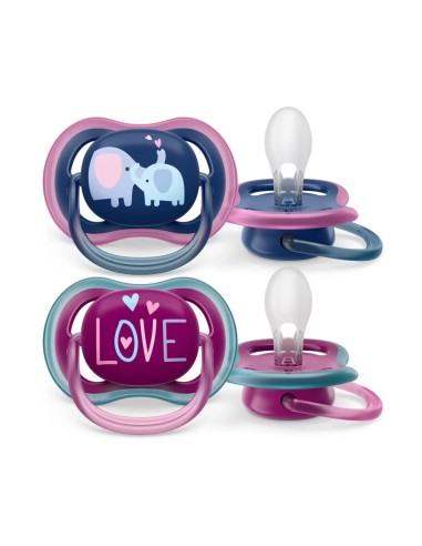 Philips Avent Ciuccio Ultra Air +18 Mesi Elefante/Testo - 2 Pezzi