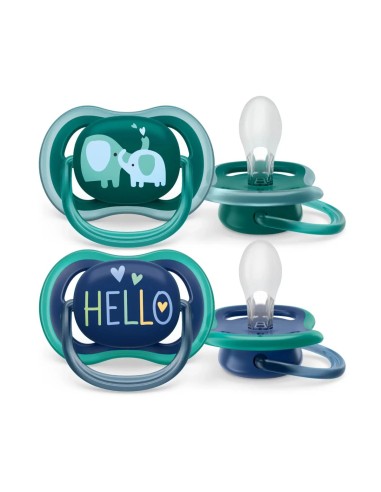 Philips Avent Ciuccio Ultra Air +18 Mesi Elefante/Testo - 2 Pezzi