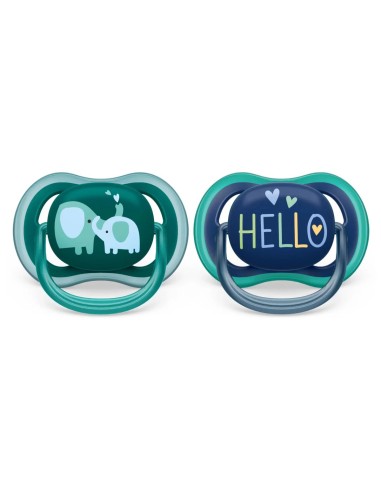 Philips Avent Ciuccio Ultra Air +18 Mesi Elefante/Testo - 2 Pezzi
