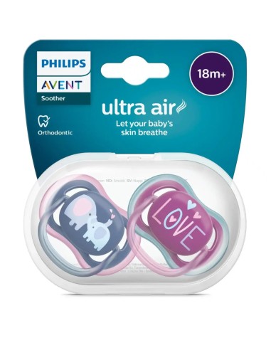 Philips Avent Ciuccio Ultra Air +18 Mesi Elefante/Testo - 2 Pezzi