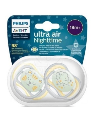 Avent Succhietto Ultra Air Nighttime 18M+ - 2 Pezzi