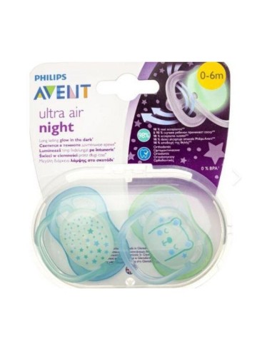 Avent Succhietto Ultra Air Night Time 0-6M - 2 Pezzi