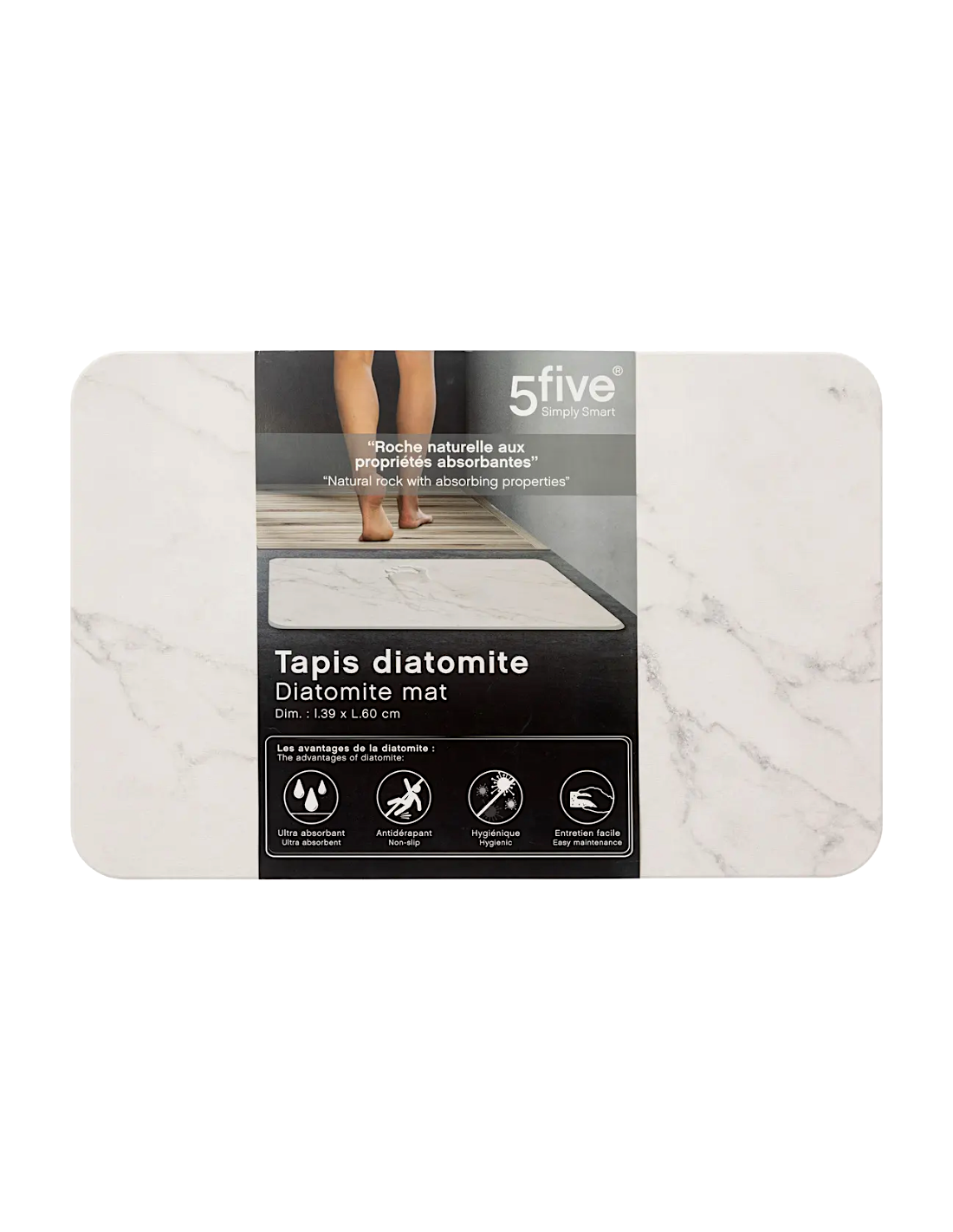 Tappeto in diatomite Lea 39x60 cm bianco - shopincasa.it