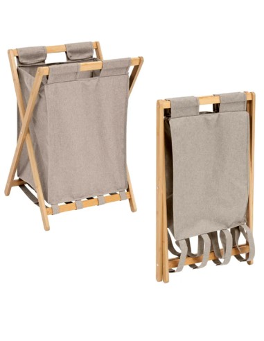 PORTABIANCHERIA 206906 BEIGE 50LT BAMBOO/TESSUTO PIEGHEVOLE