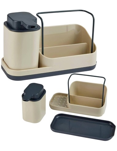 DISPENSER DETERSIVO 169131C CON PORTASPUGNE BEIGE