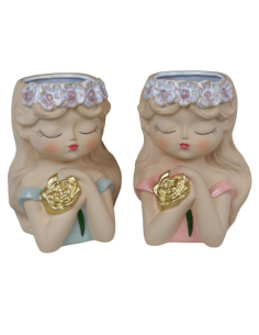 1350026 VASO MEDIO RAGAZZA CON ROSA 2ASS