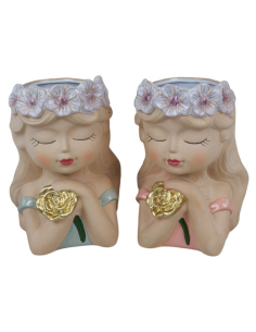 1350025 VASO GRANDE RAGAZZA CON ROSA 2ASS