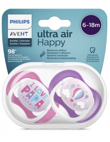 Avent Ultra Air Succhietto 6-18M Rosa 2 Pezzi - Ortodontico e Traspirante