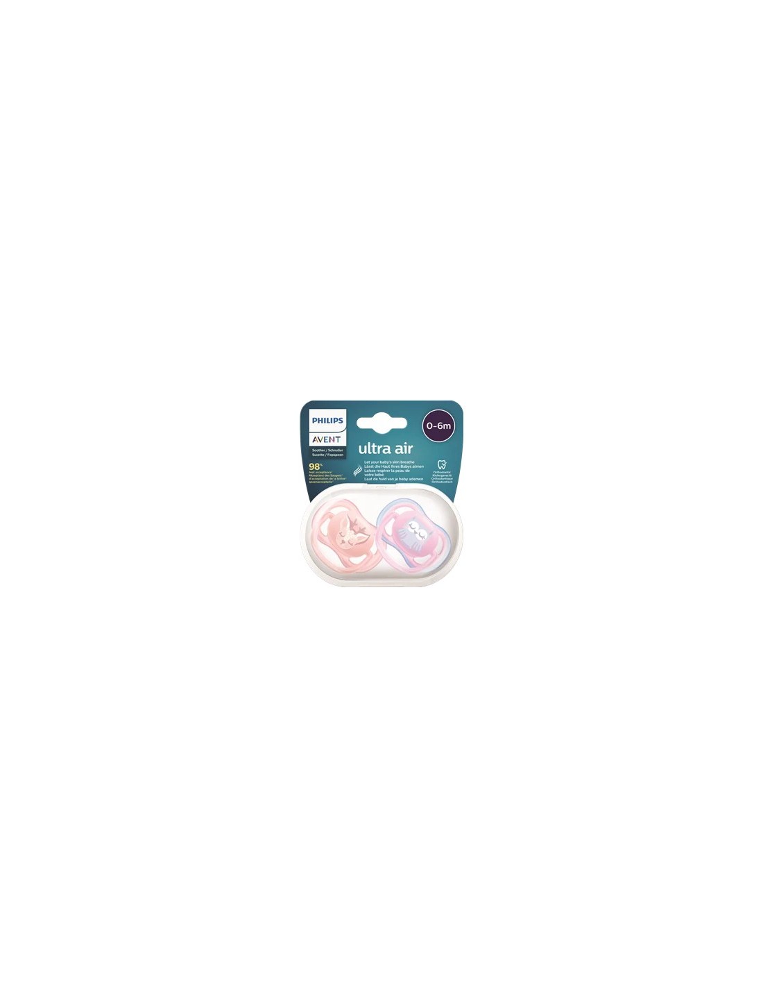Philips Avent Ultra Air 0-6M Succhietti Rosa 2 Pezzi - Ortodontici e Traspiranti