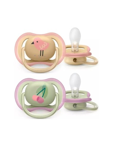 Philips Avent Succhietto Ultra Air 0-6M Femmina Ciliegia/Uccellino - 2 Pezzi