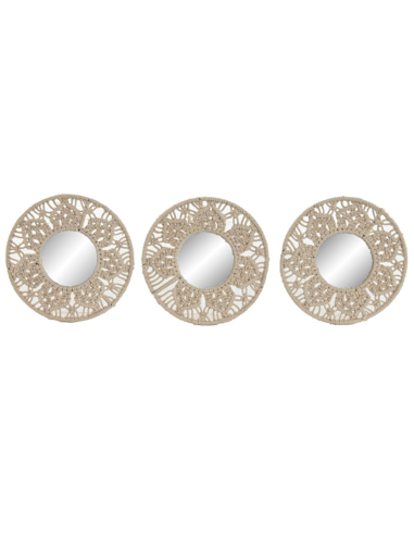 SET 3 SPECCHI ES214859 MACRAME/CRISTALLO D21CM