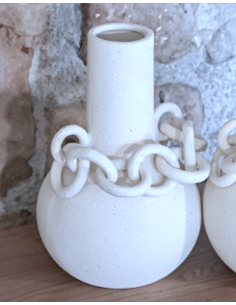 VASO JR212876 PORCELLANA 22X20X30CM BIANCO CON CATENA