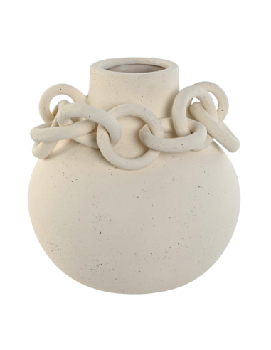 VASO JR212877 PORCELLANA 22X22X22CM BIANCO CON CATENA
