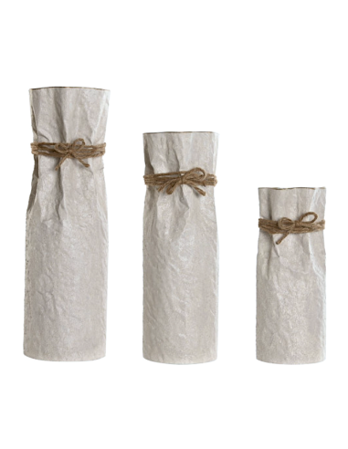 VASO JR218848 1 MIS METALLO/CORDA 14X35CM BEIGE