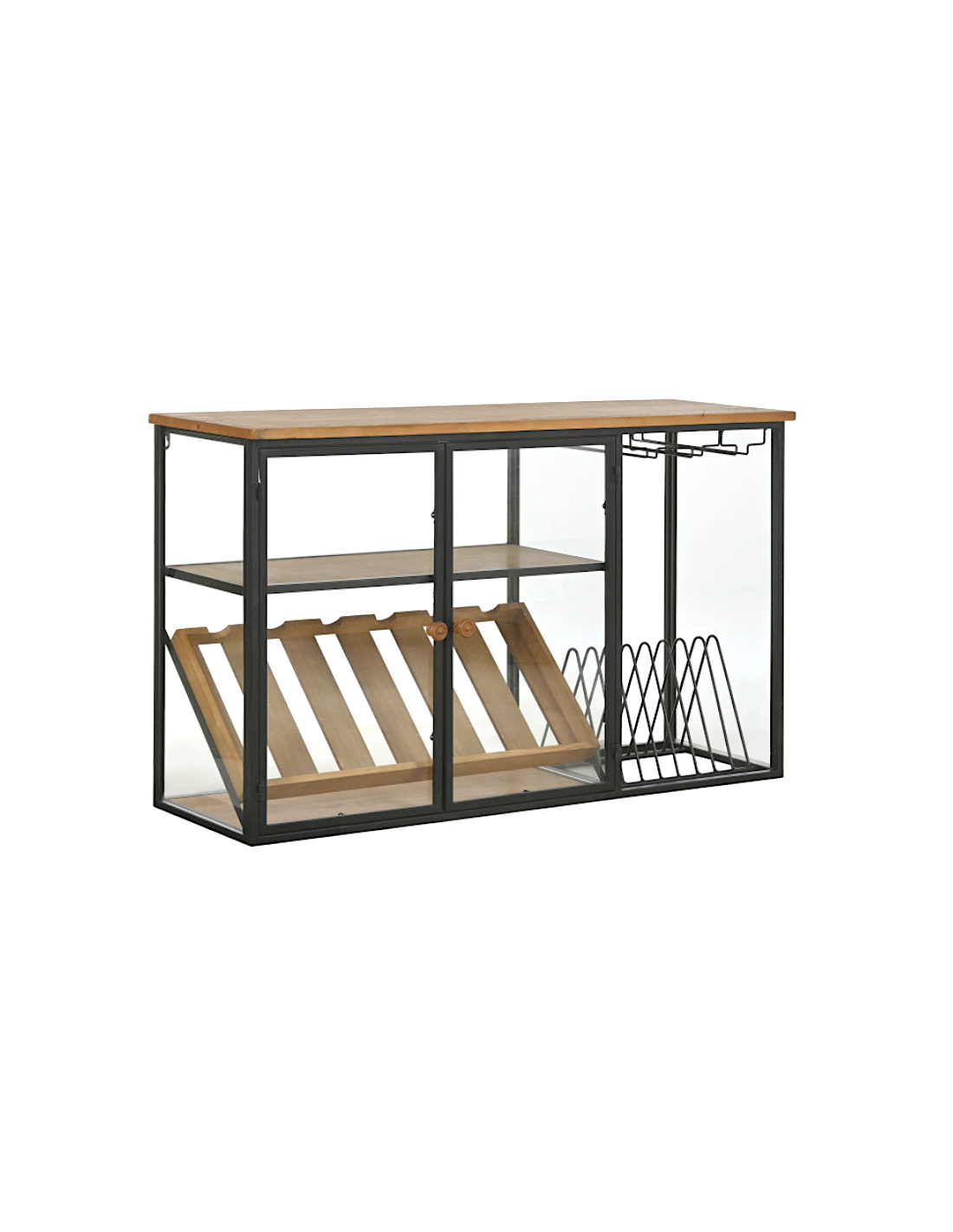 VETRINA PORTABOTTIGLIE MB215977 METALLO/LEGNO 102X32X60CM