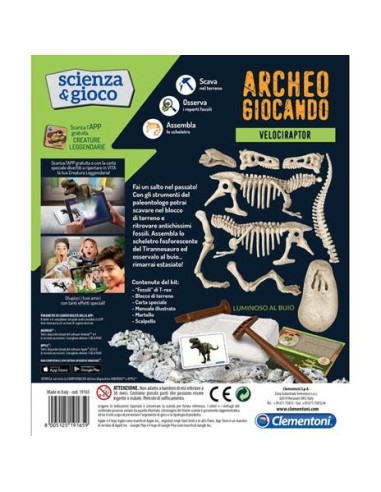 Archeogiocando Velociraptor Luminoso al Buio - Kit Paleontologo - Shopincasa