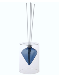 DIFFUSORE FRAGRANZA DIAMOND BLUE VETRO C/BASTONCINI FIBER WOOD