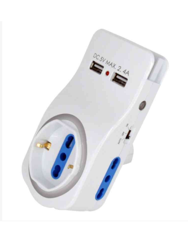 MULTIPRESA CON PORTA CELLULARE SENSORE CREPUSCOLARE