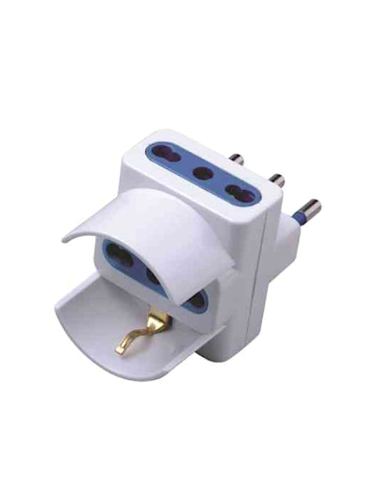 ADATTORE TRIPLO 1 SCHUKO/2 BIPASSO 16A