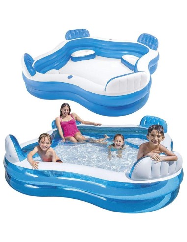 GONFIABILI: vendita online Piscina Intex 56475, 4 sedili integrati, schienale comodo, portabevande, 229x229x66 cm, gonfiabile...