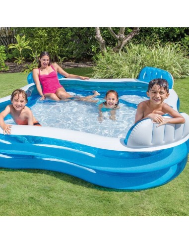 GONFIABILI: vendita online Piscina Intex 56475, 4 sedili integrati, schienale comodo, portabevande, 229x229x66 cm, gonfiabile...