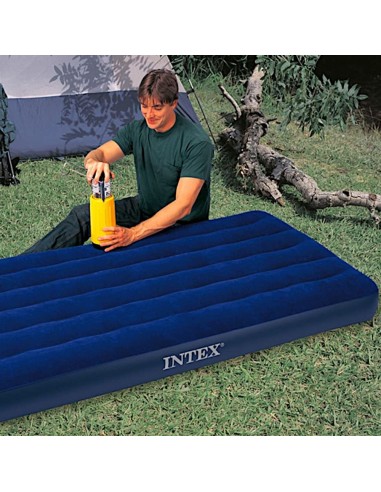 GONFIABILI: vendita online Materasso Mezza Piazza Classic Downy Intex 76x191x25 cm, singolo, morbido floccato, camping, resis...