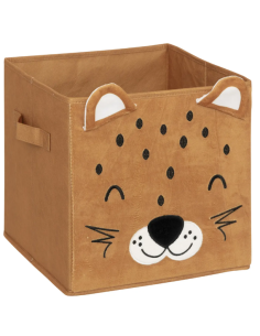 Contenitore bambini Leopardo Atmosphera Velluto Beige 29x29 cm shopincasa.it