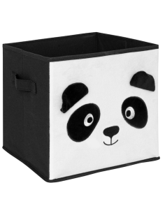 Contenitore bambini Panda Atmosphera Velluto Bianco/Nero 29x29 cm shopincasa.it
