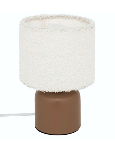 Atmosphera Lampada da Tavolo Base Marrone e Paralume Bouclette 14x22 cm | shopincasa.it