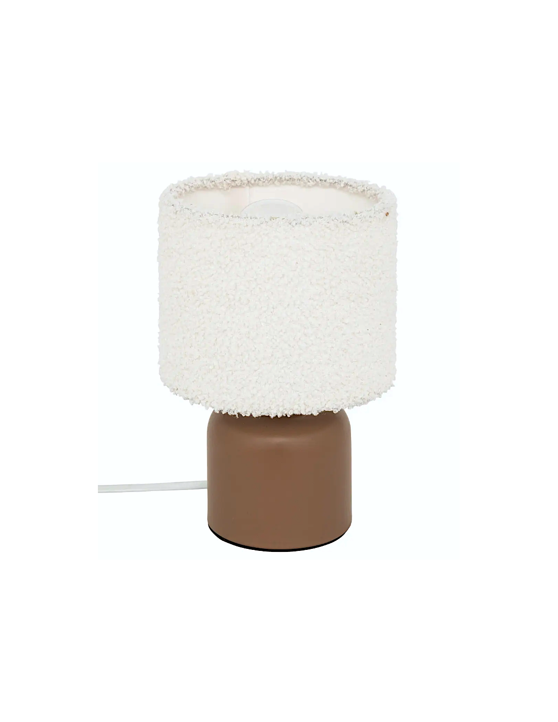 Atmosphera Lampada da Tavolo Base Marrone e Paralume Bouclette 14x22 cm | shopincasa.it